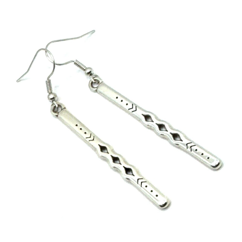 Brighton Marrakesh Rectangle Bars Etched Shapes Silver Custom Earrings